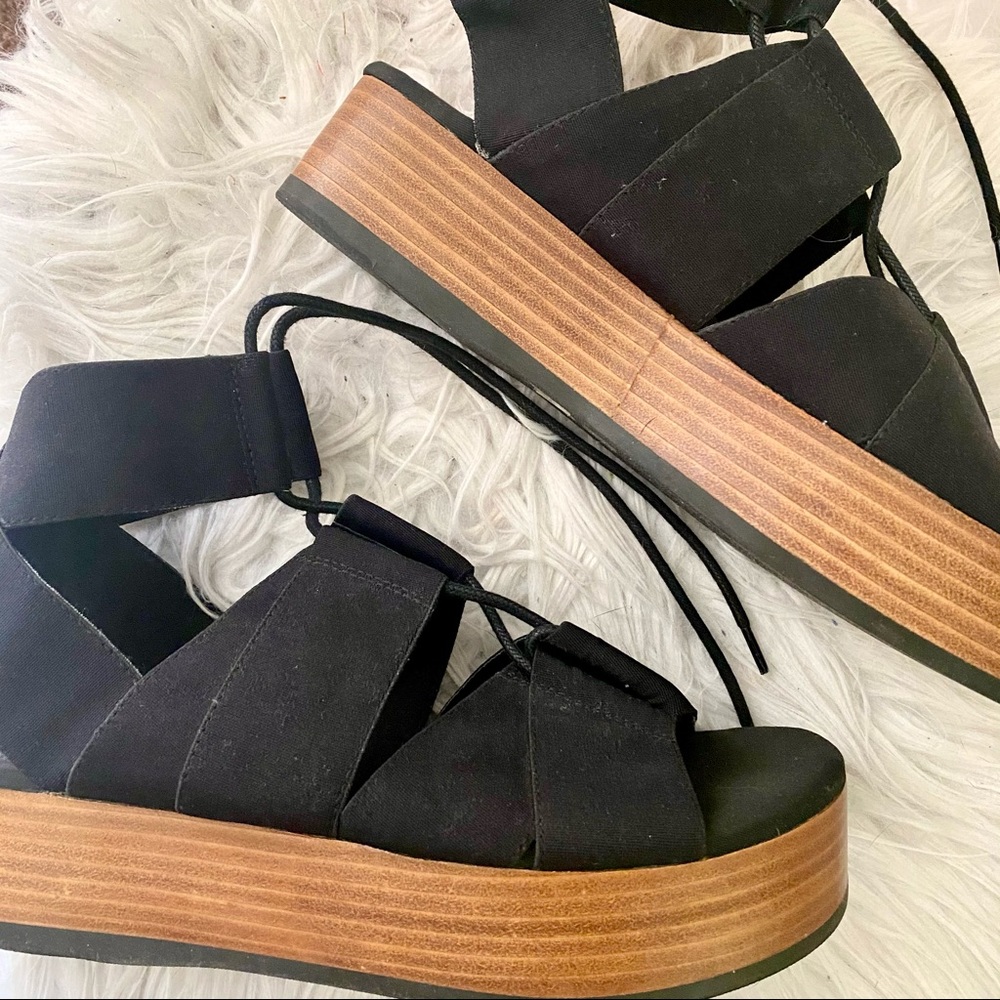 Black platform gladiator sandals